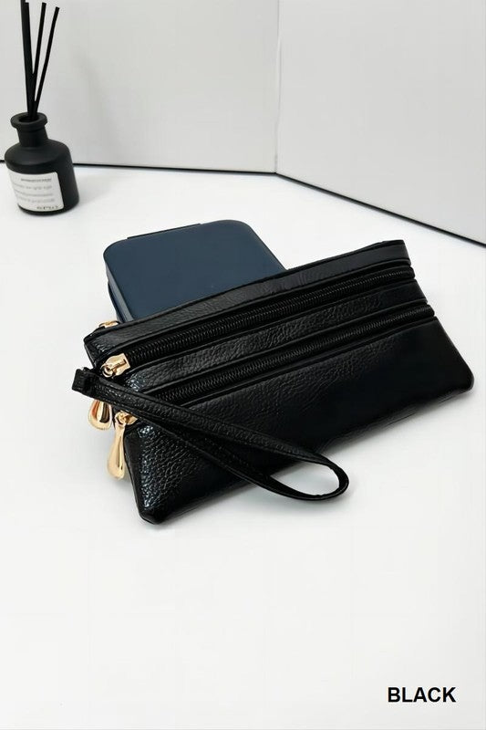 Vegan Leather Wristlet Clutch