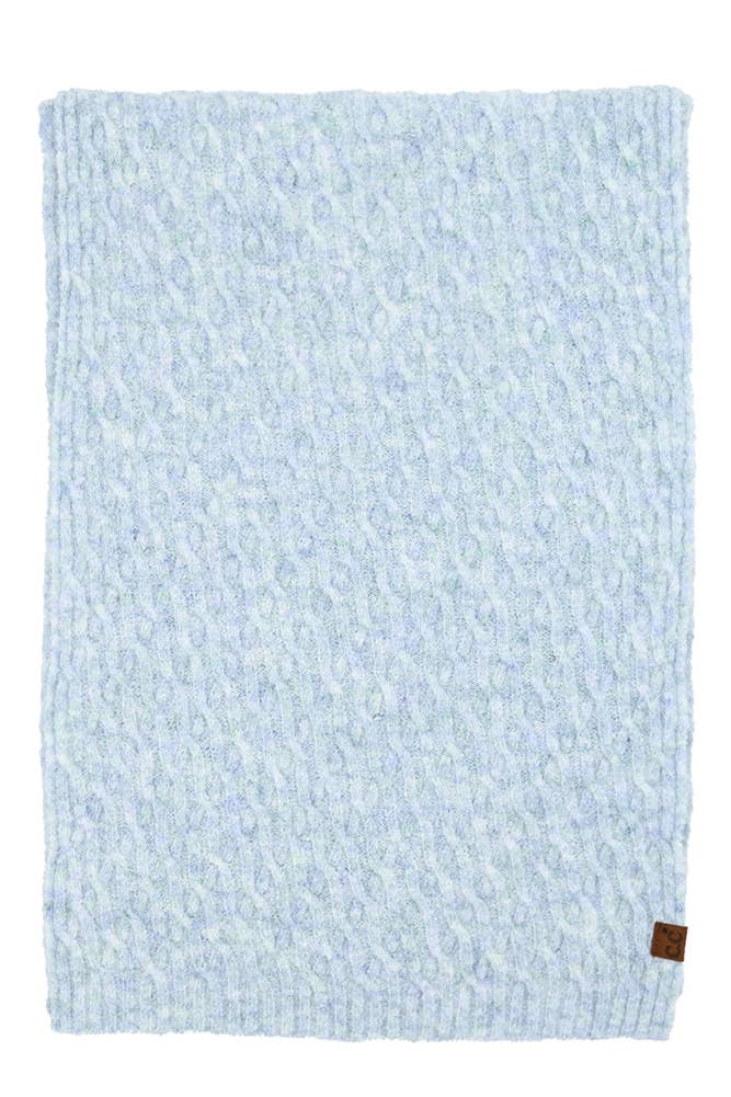🩵 Baby Blue Chain Link Cable Knit Scarf