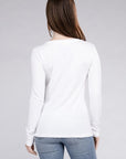 Cotton V-Neck Long Sleeve T-Shirt