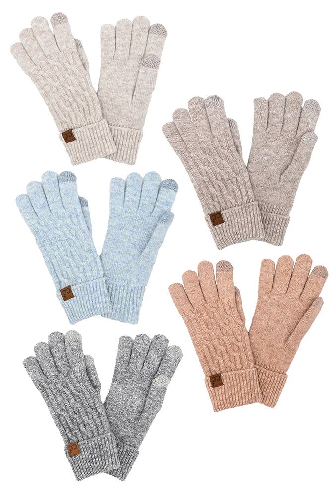 Chain Link Cable Knit Gloves Baby Blue  ❄️