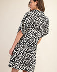 Oversized Pleated Print Dress