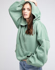 Stitch Detailed Elastic Hem Hoodie