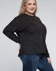 Plus Ribbed Brushed Melange Hacci Sweater