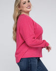 Plus Ribbed Brushed Melange Hacci Sweater