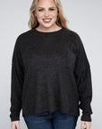 Plus Ribbed Brushed Melange Hacci Sweater