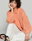 Coral Cable Knit Pullover