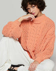 Coral Cable Knit Pullover