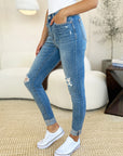 Judy Blue Mid Rise Cuff Skinny Jeans