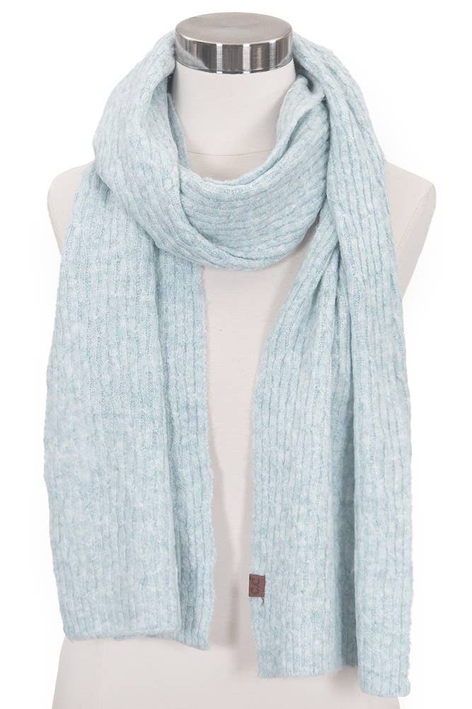 🩵 Baby Blue Chain Link Cable Knit Scarf