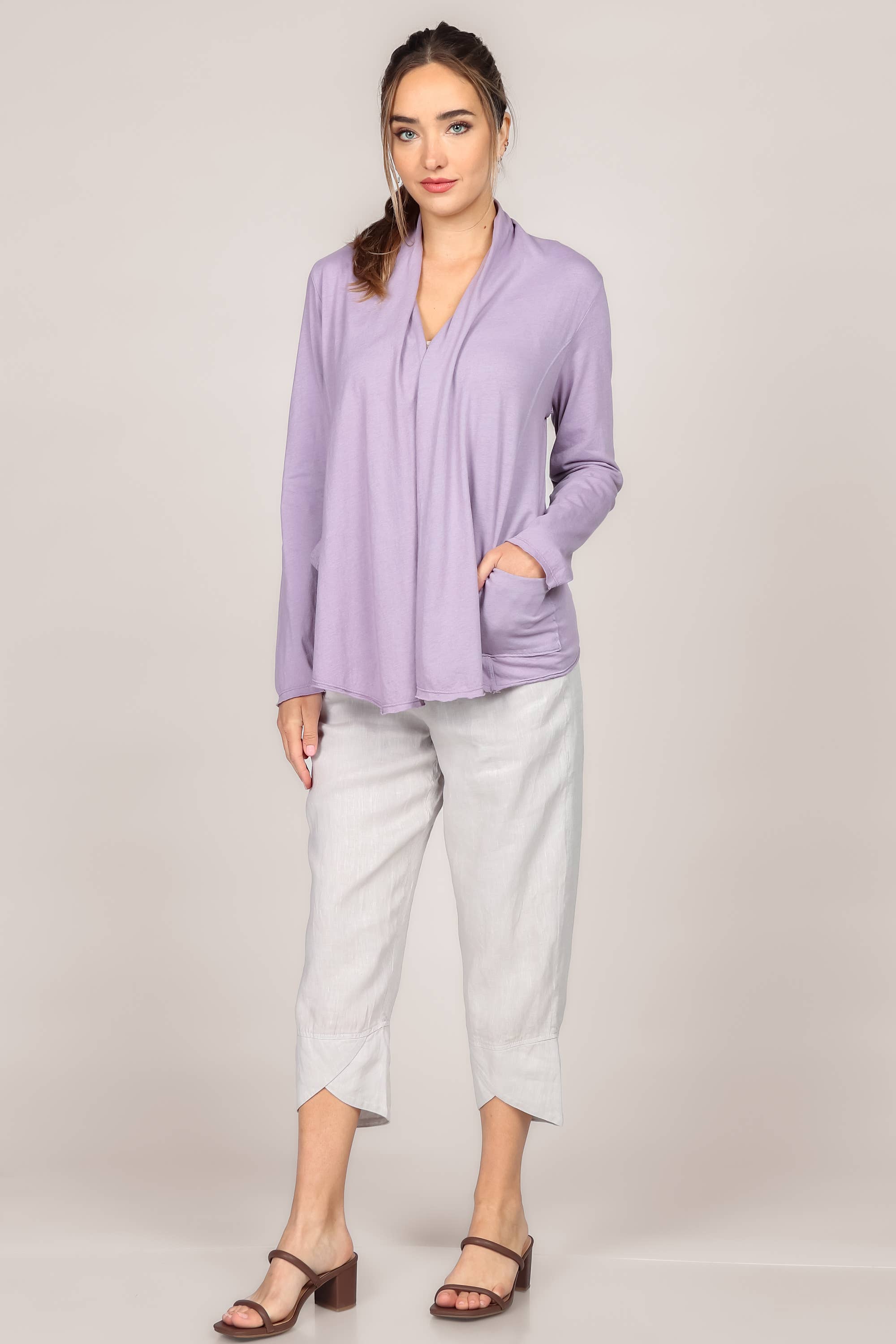 Jersey Knit Open Cardigan
