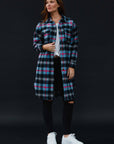 Cozy Navy & Pink Long Plaid Flannel