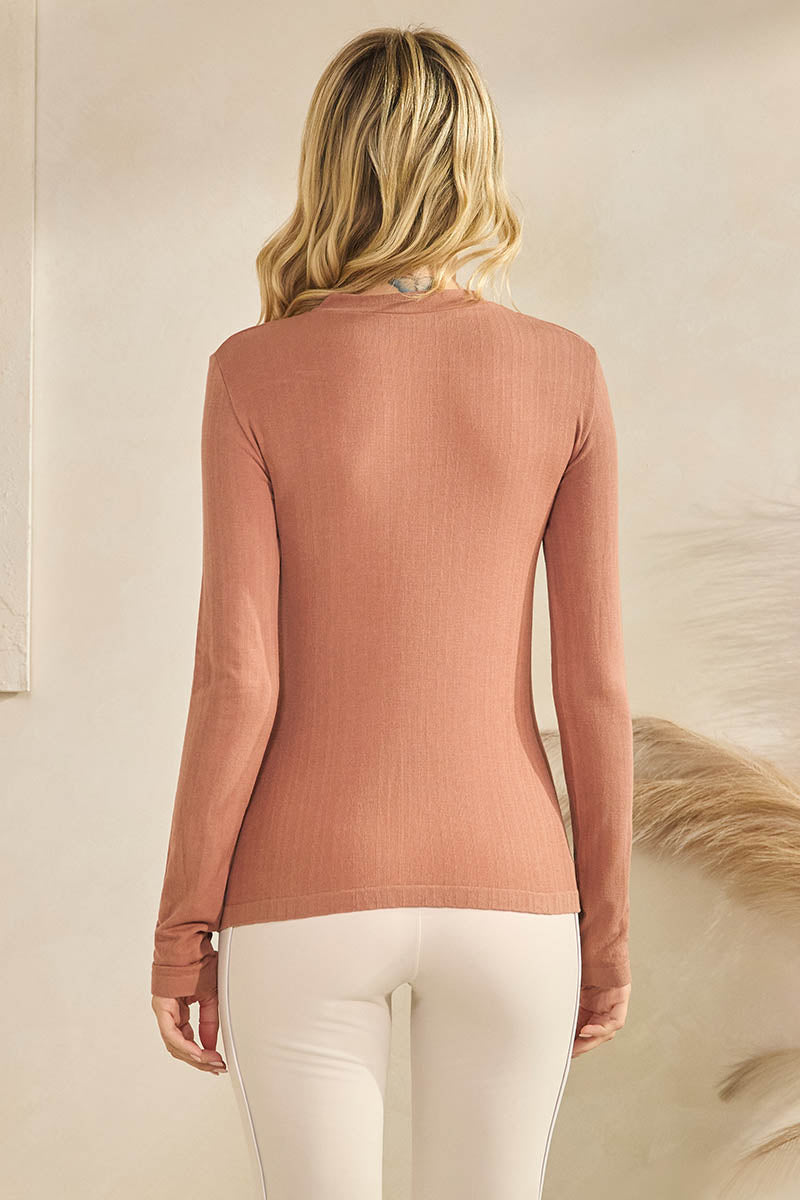 Women's Seamlessly Soft Ribbed Modal Mock Neck Long Sleeve Top