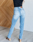 Aiden High Rise Patch Pocket Distressed Boyfriend Jeans