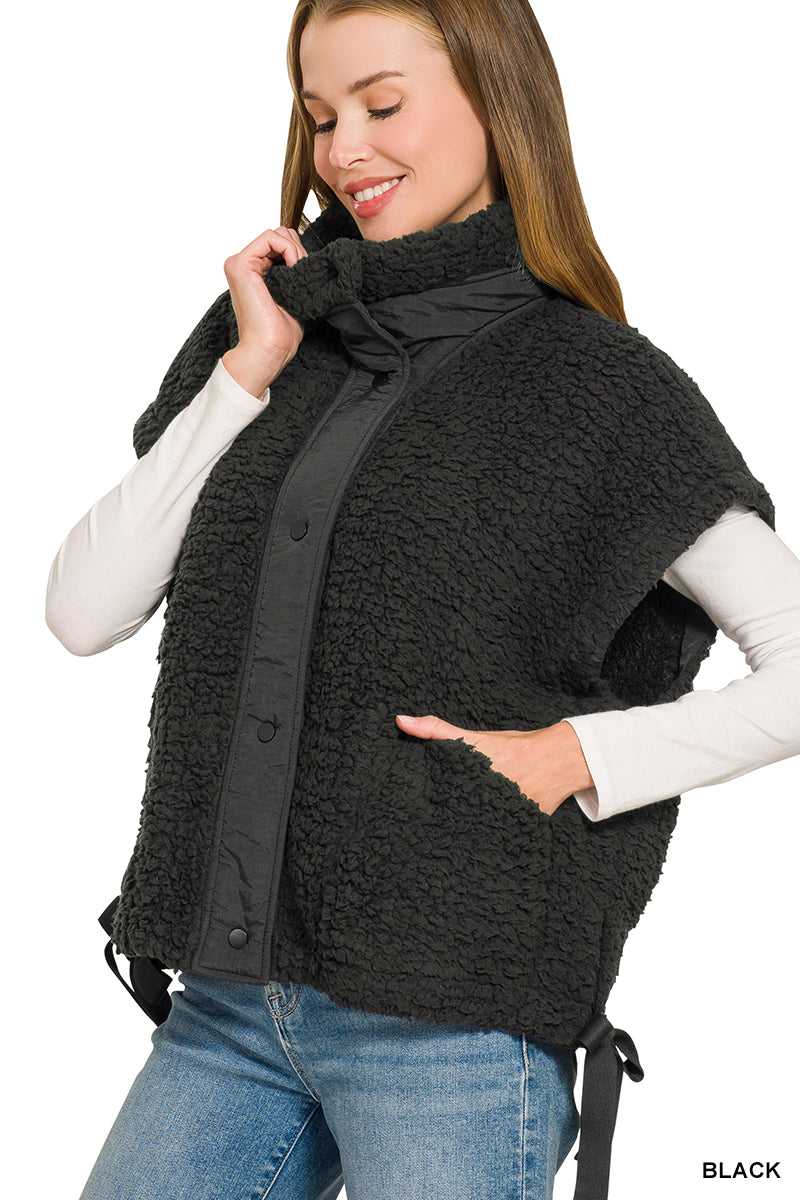 Cozy Sherpa Snap Vest