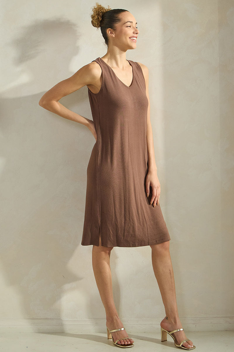 LuxeAir Ribbed V-Neck Tank Dress