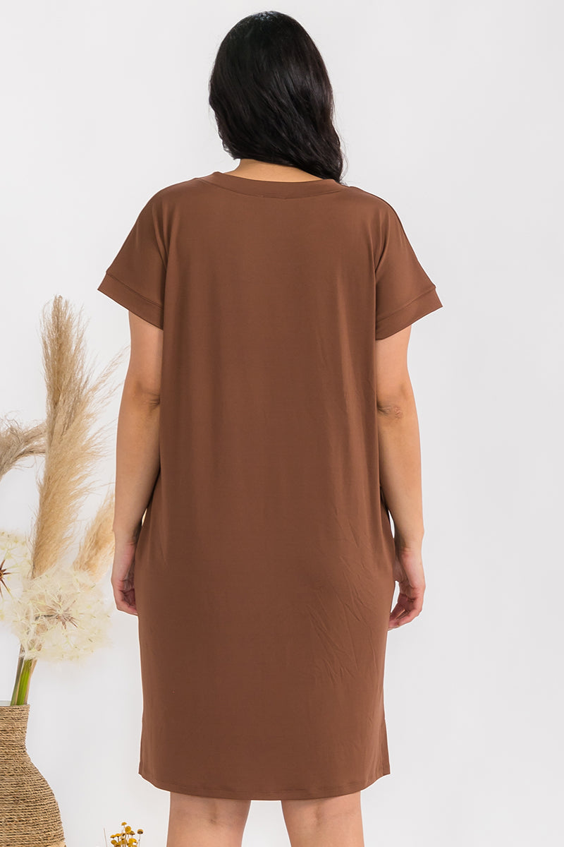 Peach Skin Belted Shirt Dress