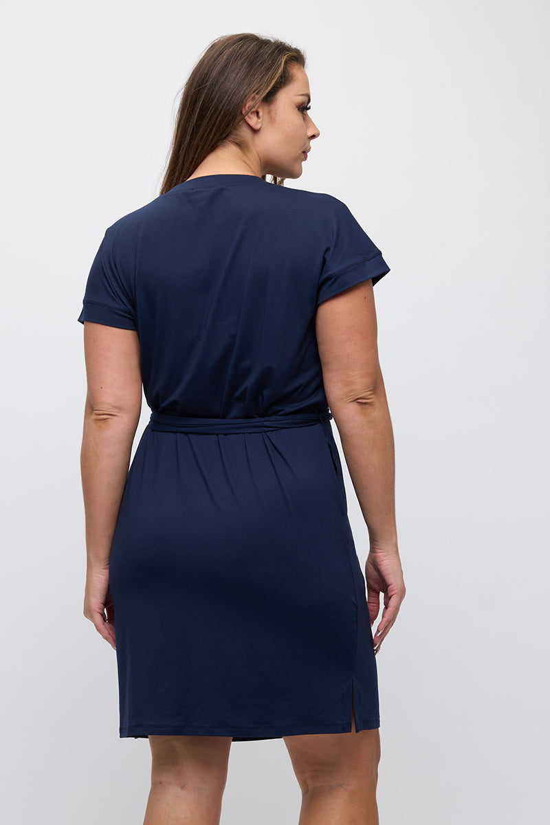 Peach Skin Belted Shirt Dress