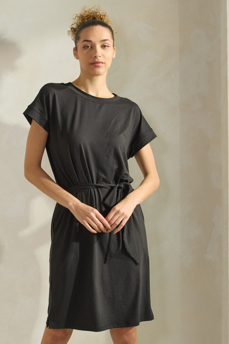 Peach Skin Belted Shirt Dress