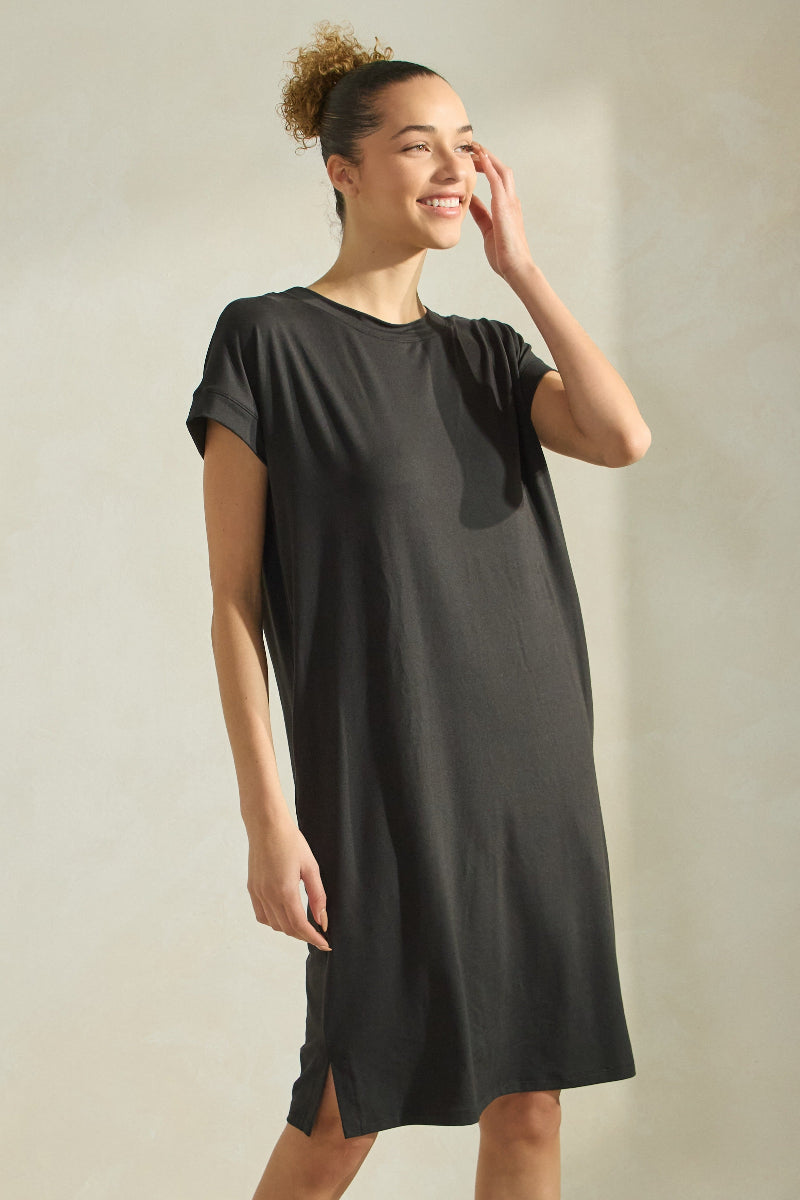 Peach Skin Belted Shirt Dress