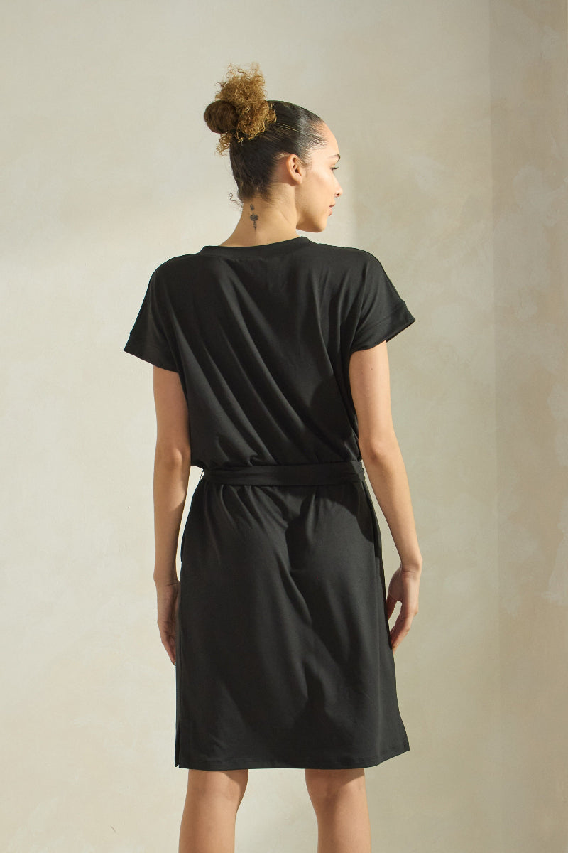 Peach Skin Belted Shirt Dress