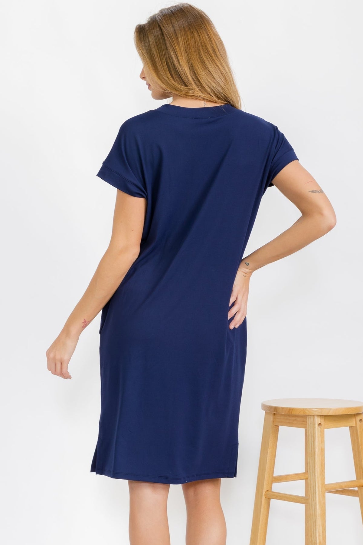 Peach Skin Belted Shirt Dress