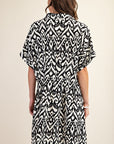 Oversized Pleated Print Dress