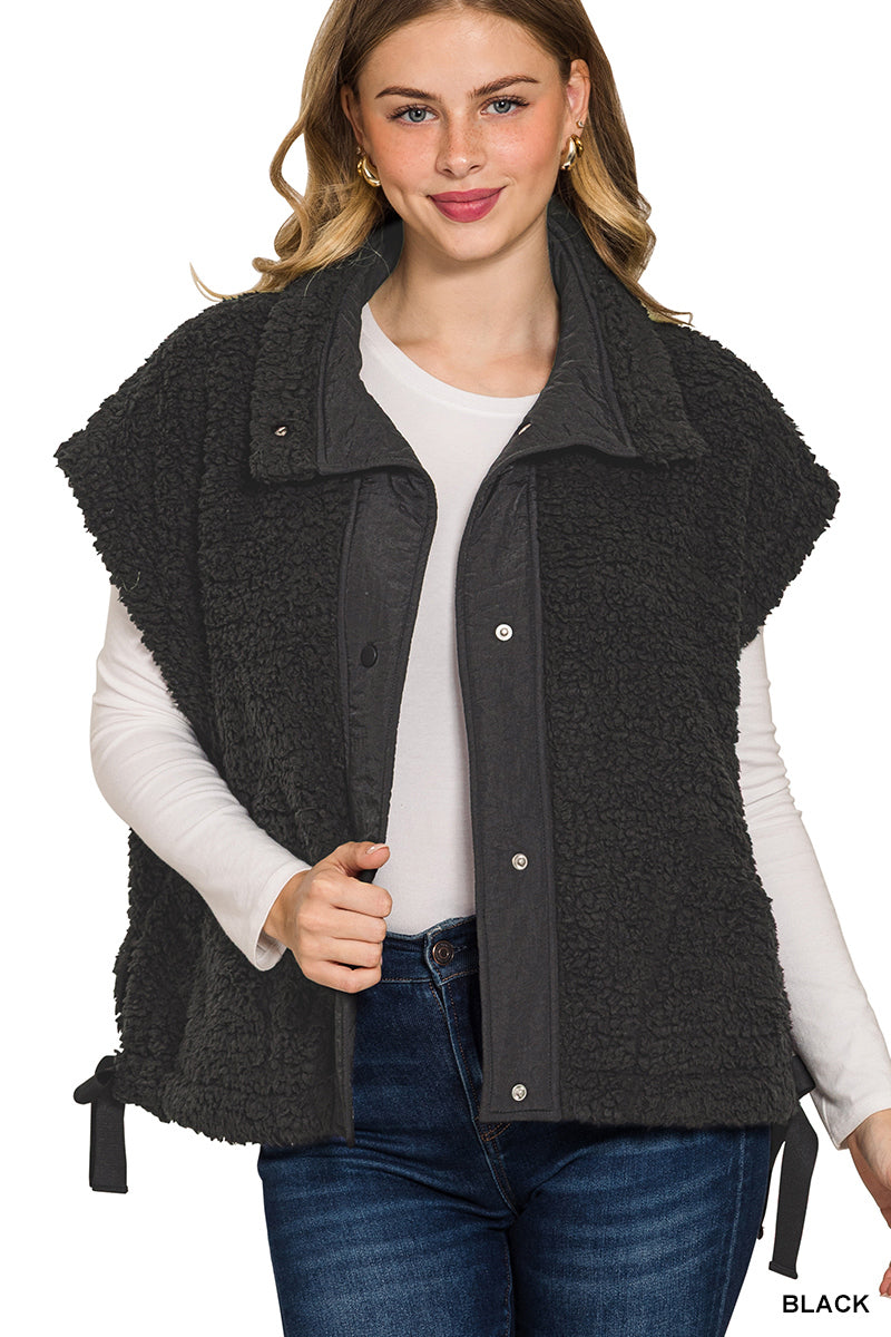 Cozy Sherpa Snap Vest