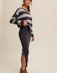 Striped Sweater- Navy & Silver