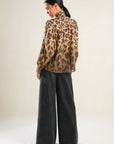 Leopard Print Top with Neck Tie