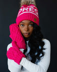 Cable Knit Mittens Pink