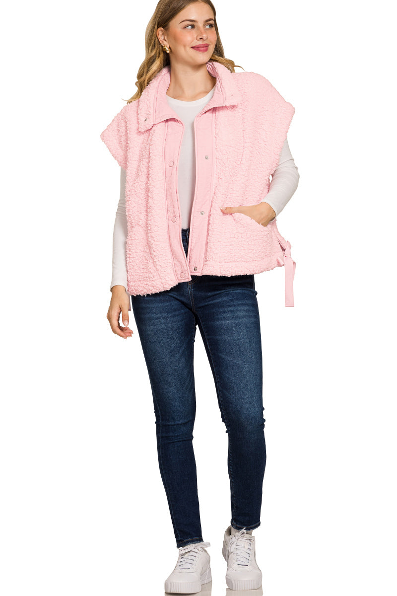 Cozy Sherpa Snap Vest