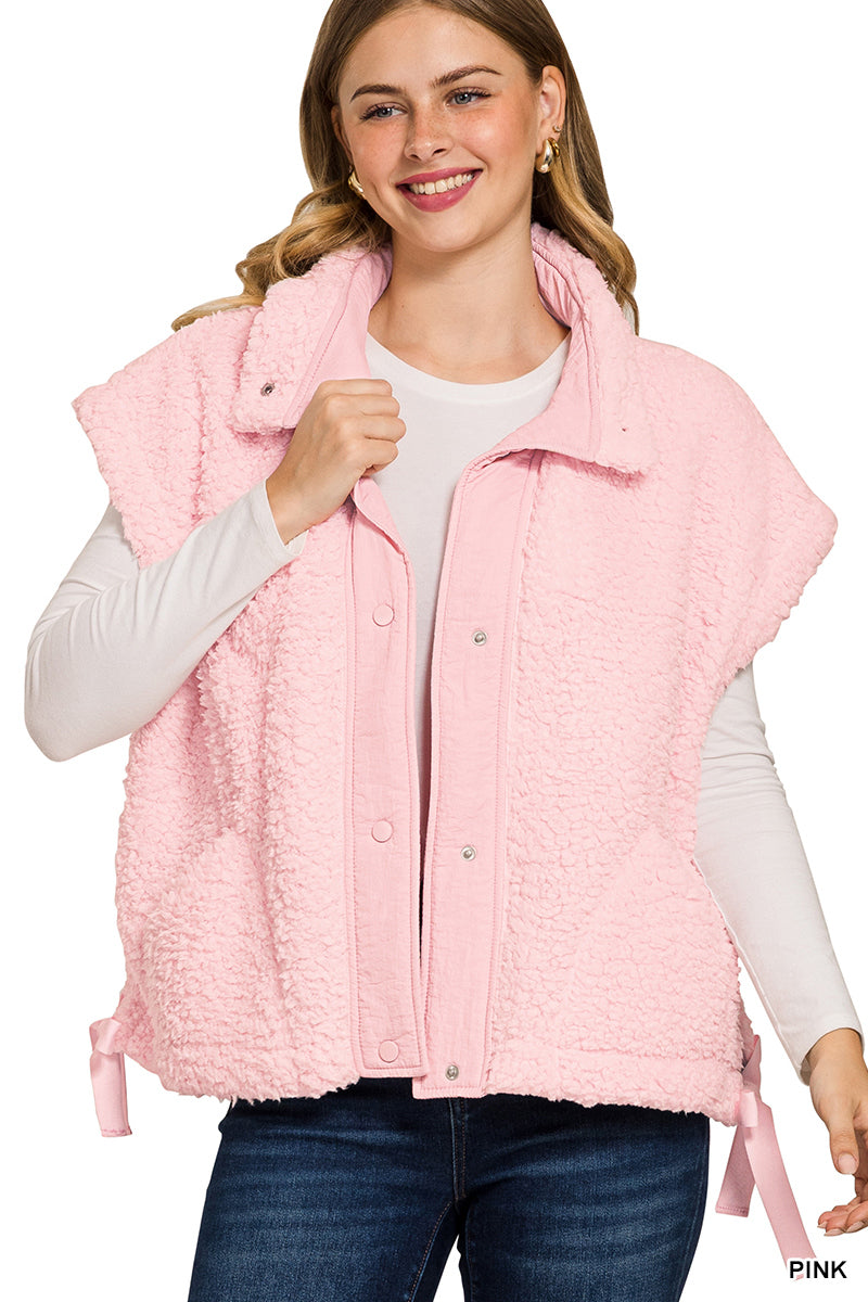 Cozy Sherpa Snap Vest