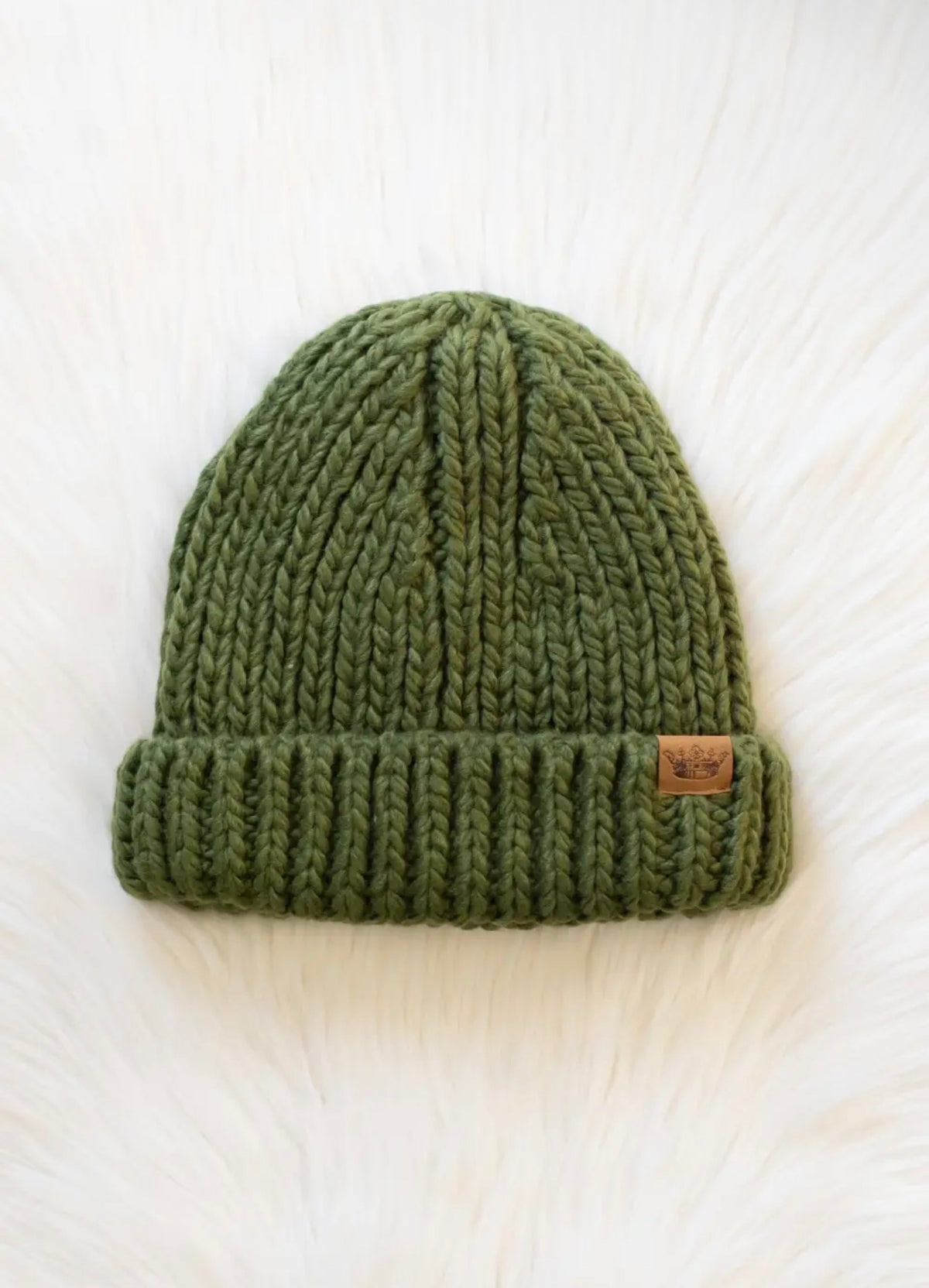 Olive Chunky Knit Cuffed Beanie 💚