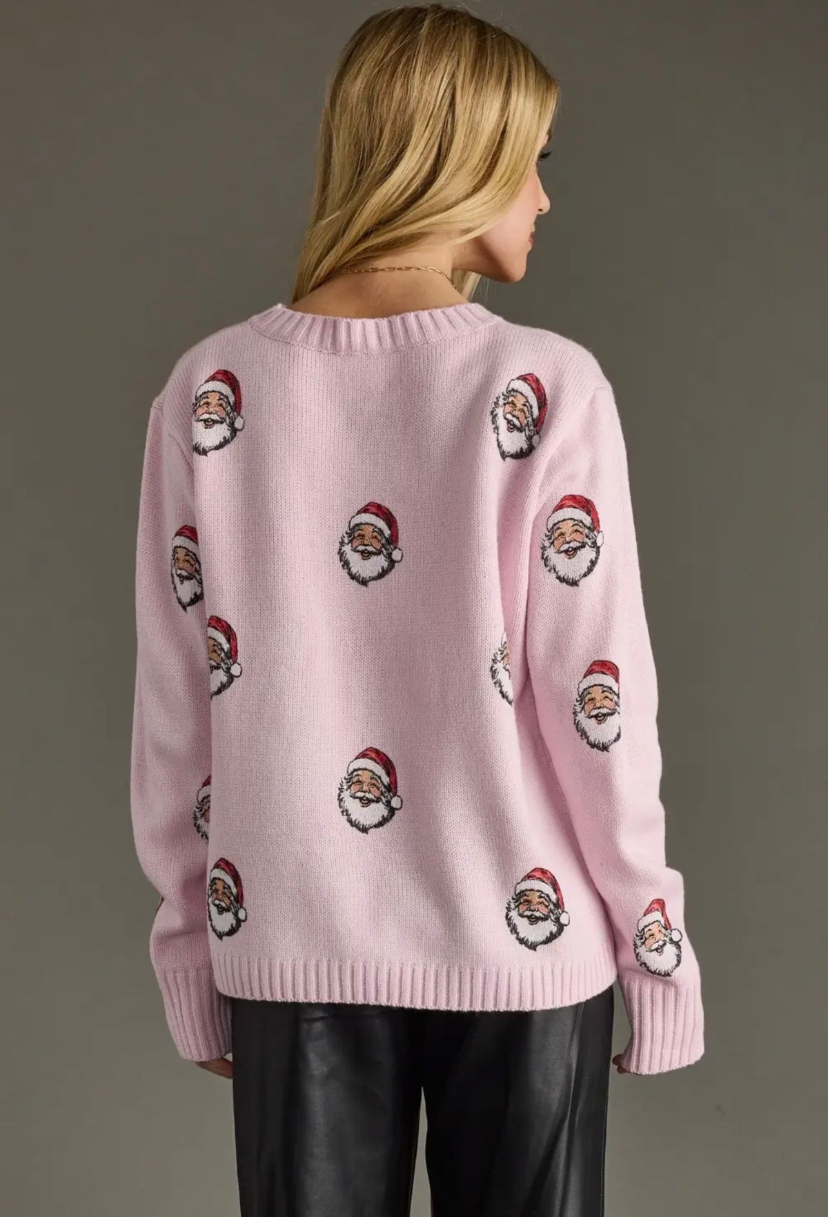 Pretty in Pink Santa Knit Sweater 🎀🎅
