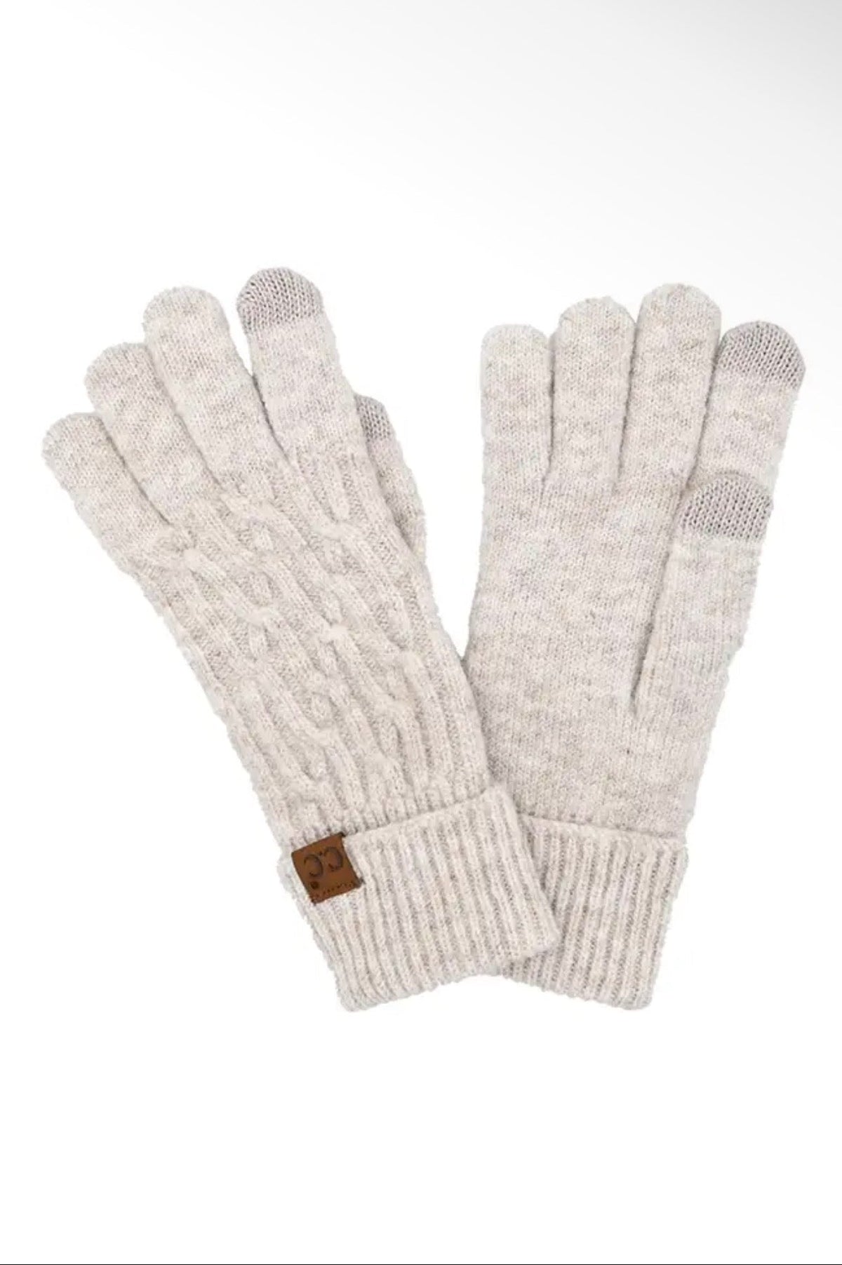 Chain Link Cable Knit Gloves Oatmeal ❄️