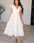 It's Giving Goddess V-Neck Flutter Sleeve Dress