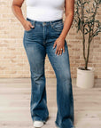 Miley High Waist Control Top Frayed Hem Flare Jeans