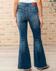 Miley High Waist Control Top Frayed Hem Flare Jeans