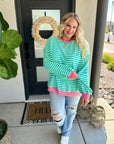 Larson Contrast Pullover in Green/Blue