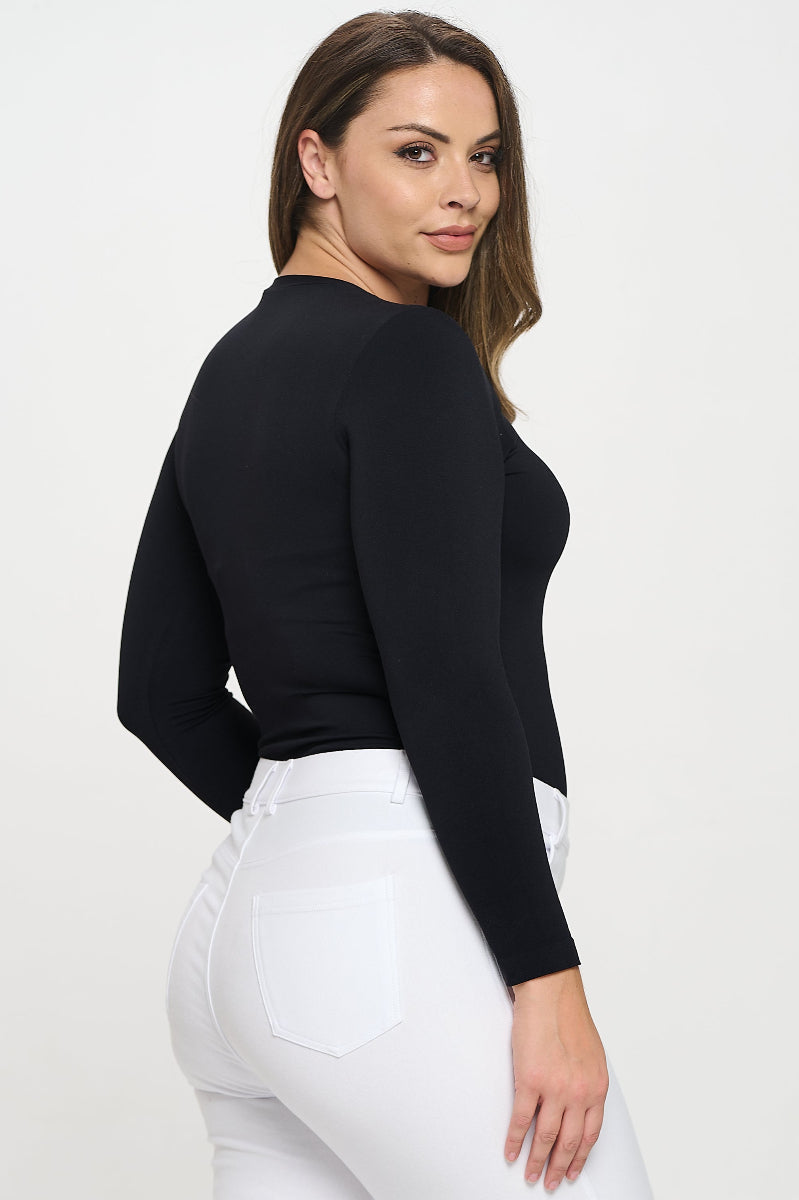 Women's Seamless Round Neck Long Sleeve Top