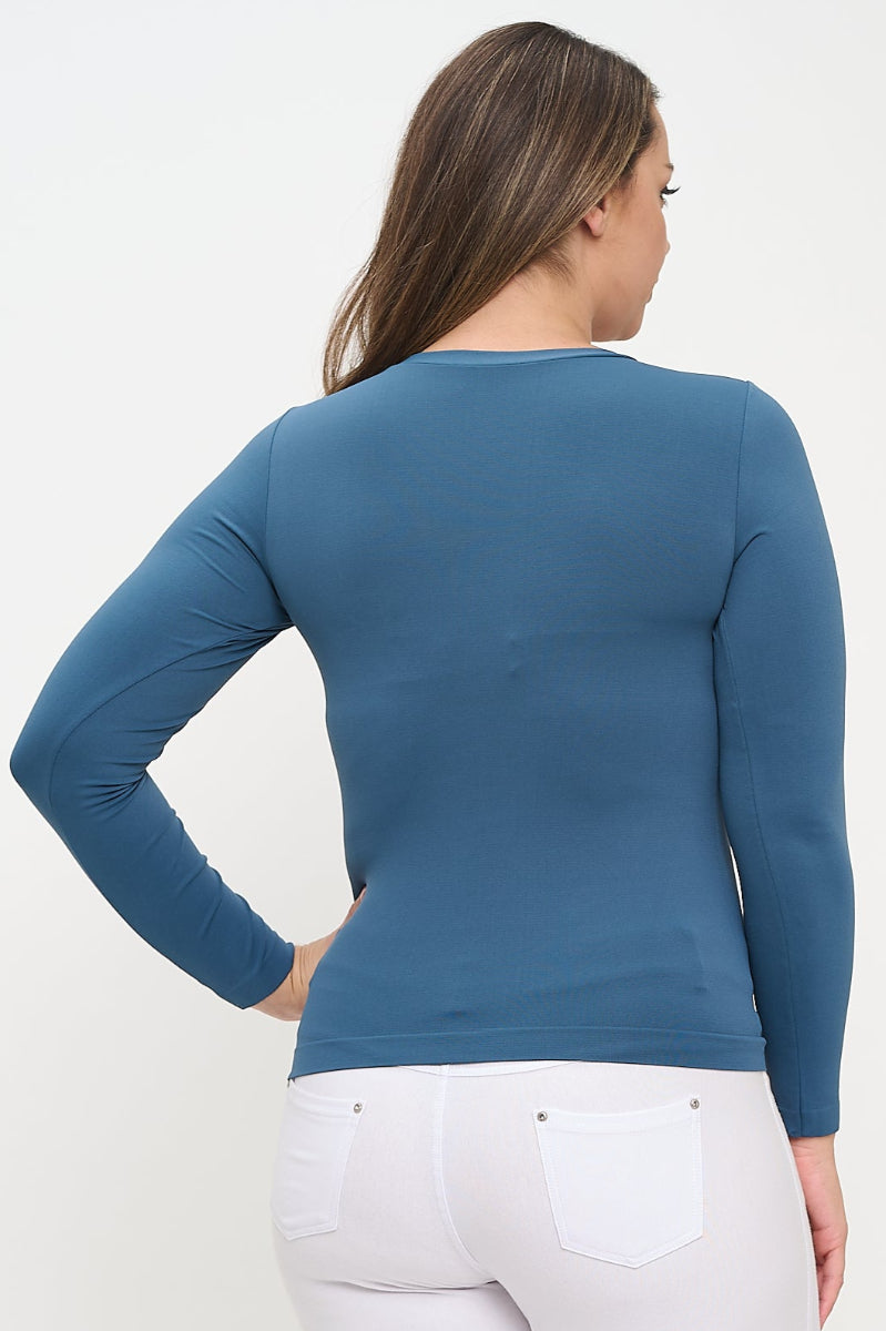 Women's Seamless Round Neck Long Sleeve Top