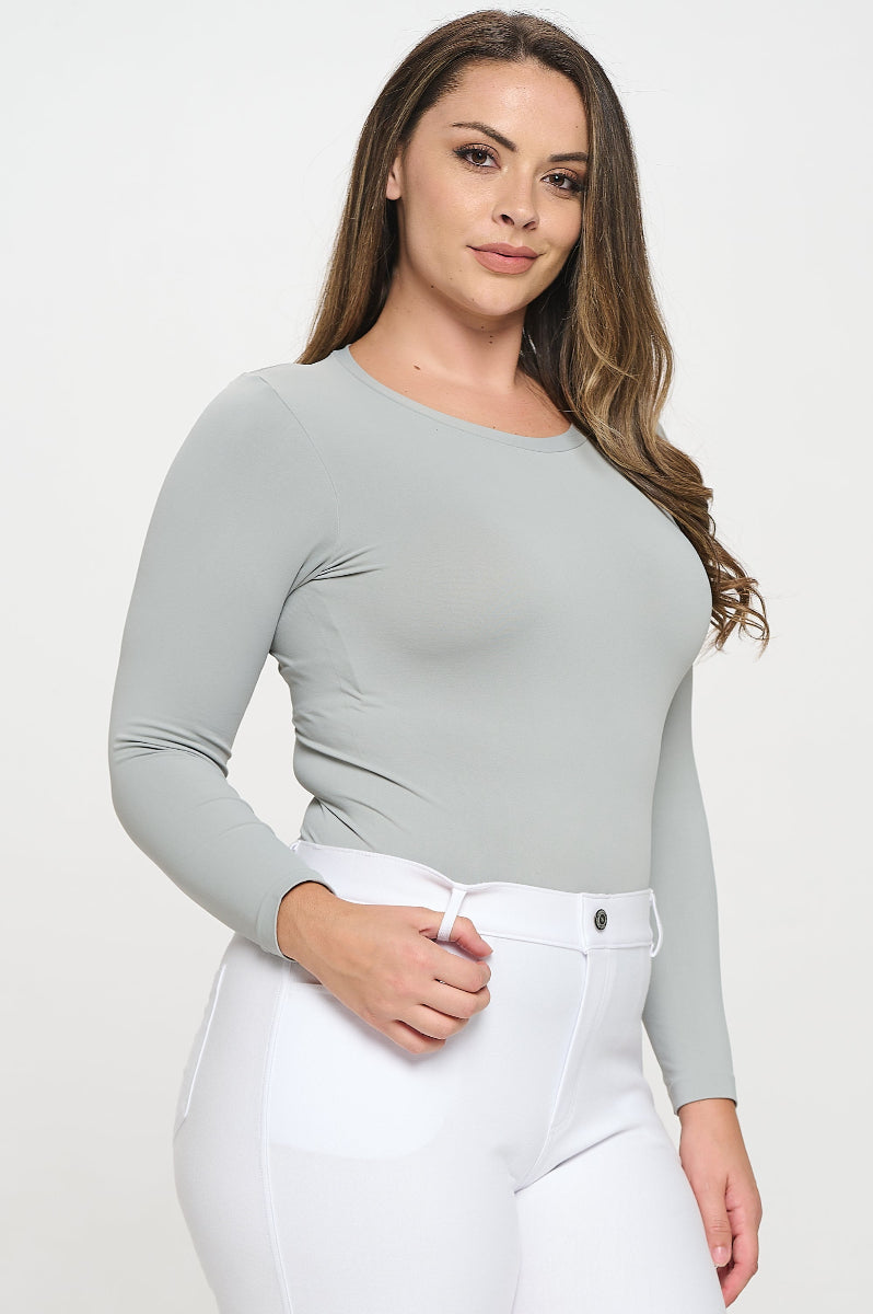 Women's Seamless Round Neck Long Sleeve Top