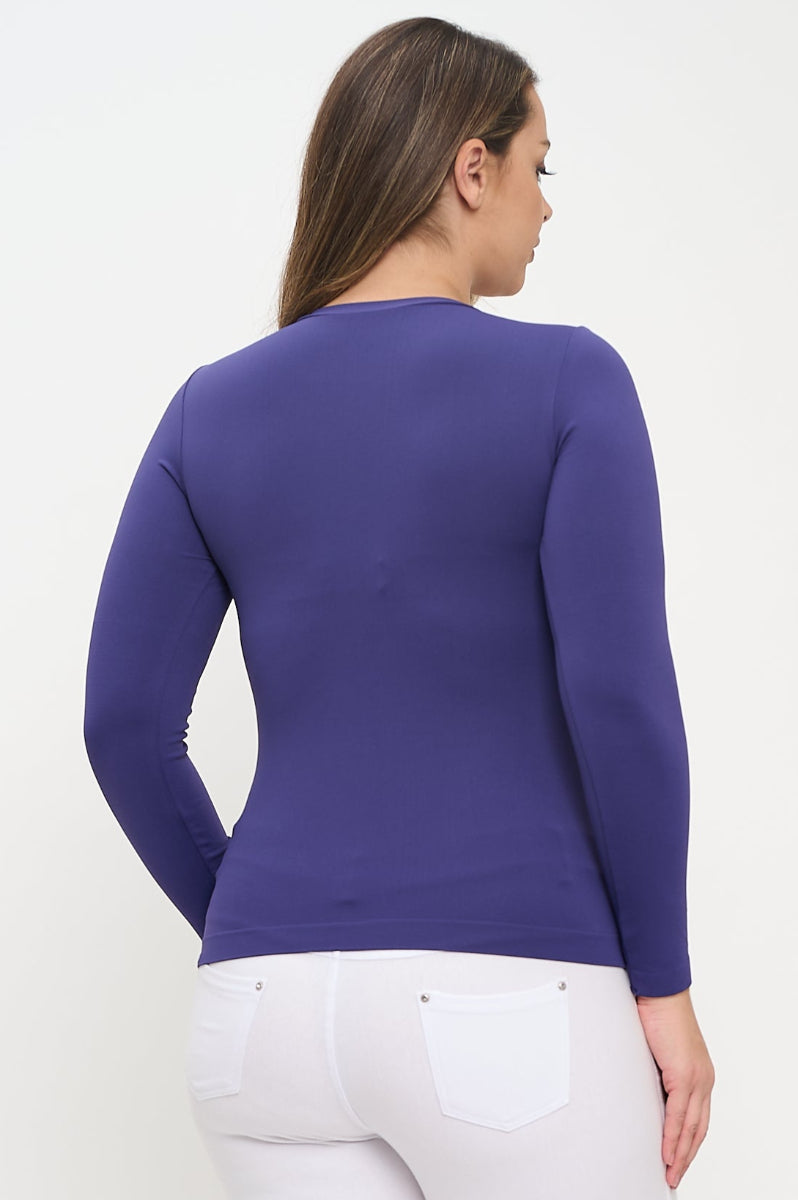 Women's Seamless Round Neck Long Sleeve Top