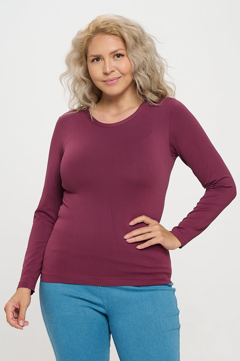 Women's Seamless Round Neck Long Sleeve Top