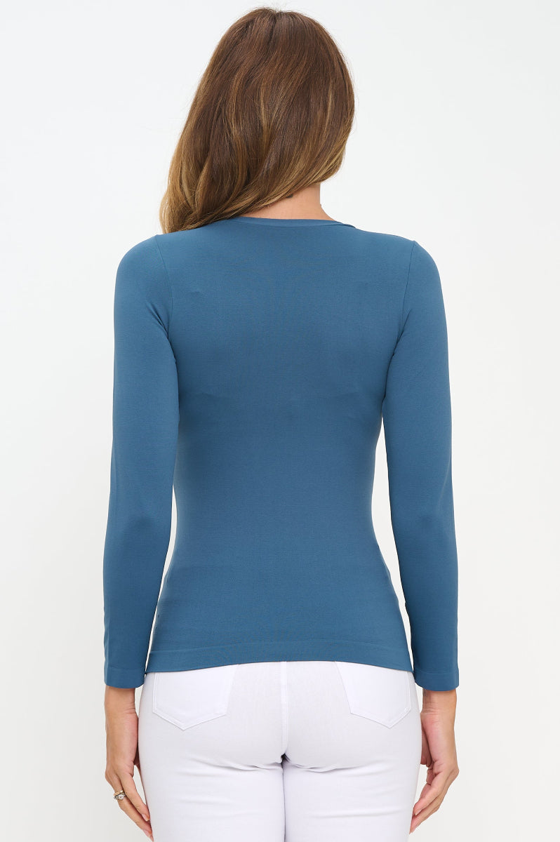 Women's Seamless Round Neck Long Sleeve Top