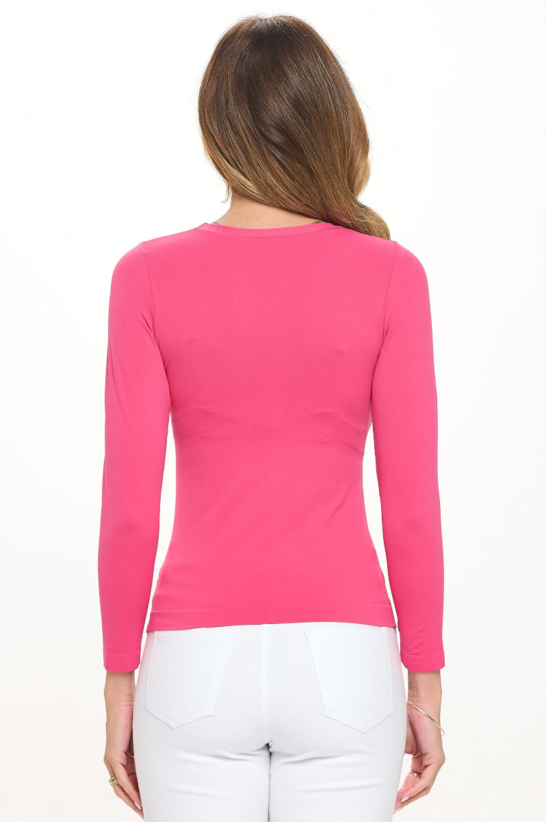 Women's Seamless Round Neck Long Sleeve Top