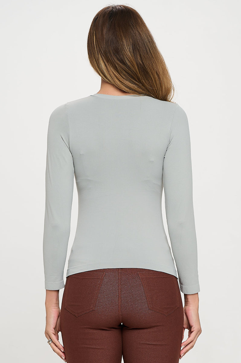 Women's Seamless Round Neck Long Sleeve Top