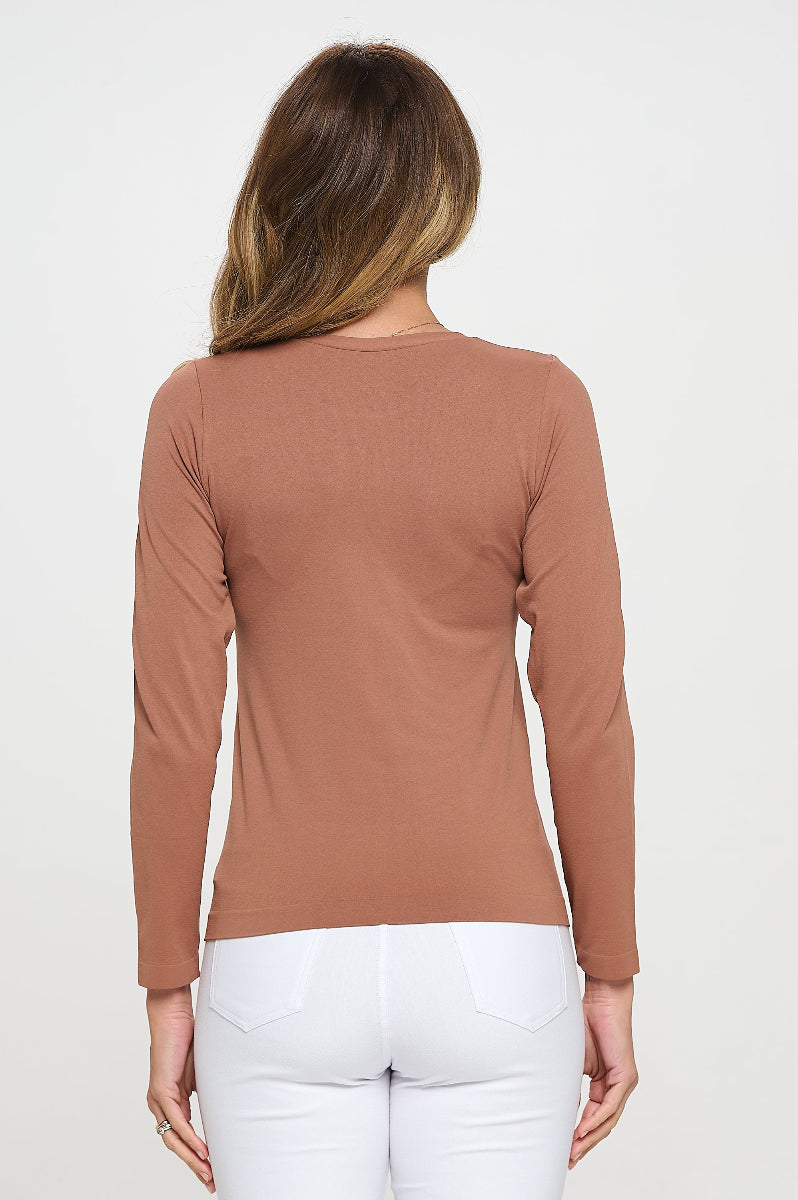 Women's Seamless Round Neck Long Sleeve Top