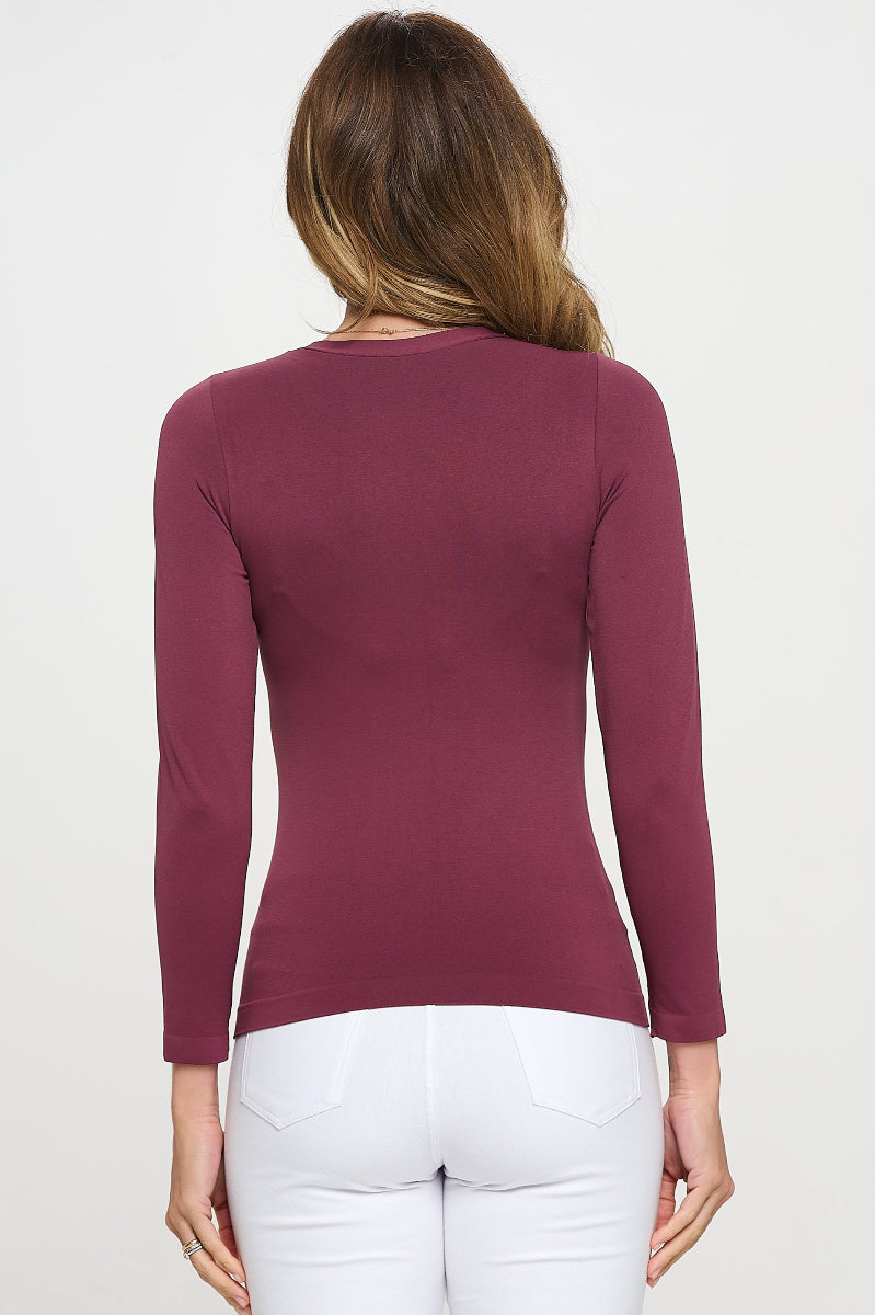 Women's Seamless Round Neck Long Sleeve Top