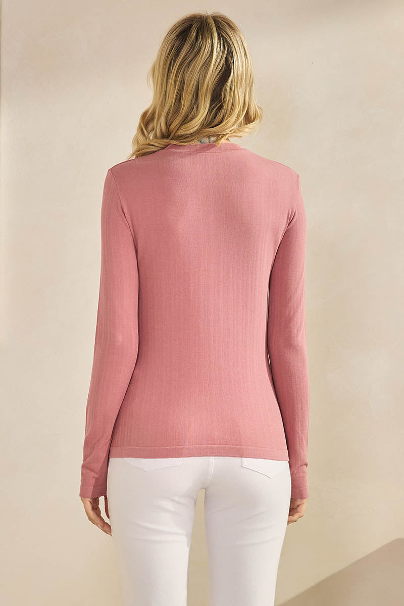 Women's Seamlessly Soft Ribbed Modal Mock Neck Long Sleeve Top